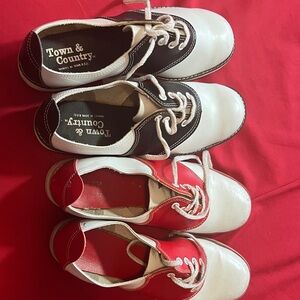 Two-Tone Bowling Shoes - White with Black or Red